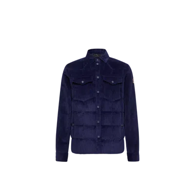 Moncler Gelt Corduroy-texture Chest-pocket Shirt Jacket In Blue