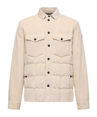 Moncler Gelt Corduroy Down Shirt Jacket In Neutral