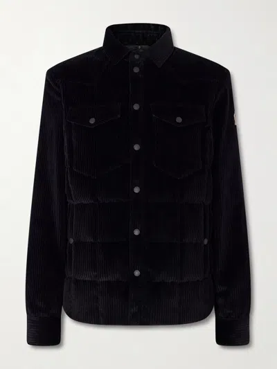 Moncler Gelt Quilted Cotton-blend Corduroy Down Shirt Jacket In Black
