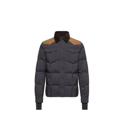 Moncler Geltech Quilted Panelled Down Ski Jacket In Blue