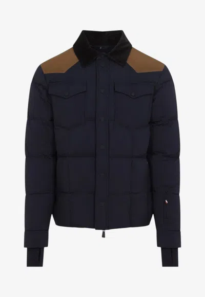 Moncler Geltech Quilted Panelled Down Ski Jacket In Black
