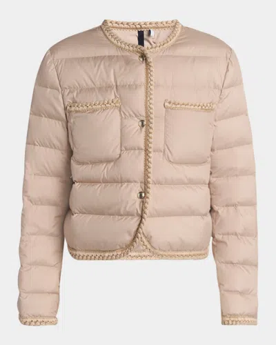 Moncler Gencay Braided Down Jacket In Medium Beige