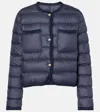 Moncler Long-sleeved Down Jacket In Blue