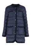 Moncler Gencay Long Snap Button Fastening Down Jacket In Blue