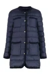 Moncler Gencay Long Snap Button Fastening Down Jacket In Blue