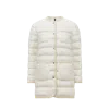 Moncler Gencaylong Braided Trim Long Down Jacket White In White