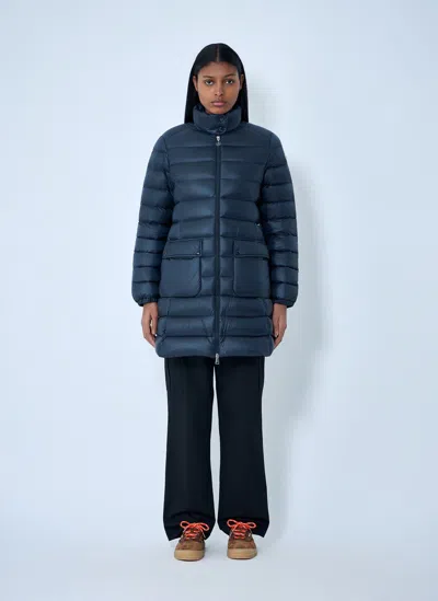 Moncler Genet Long Coat In Blue