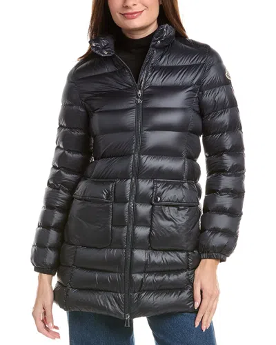 Moncler Genet Long Coat In Blue