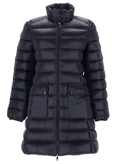 Moncler Genet Long Down Jacket In Blue