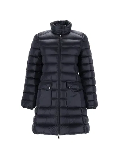 Moncler Longue Saison Down-filled Lining Coat In Blue