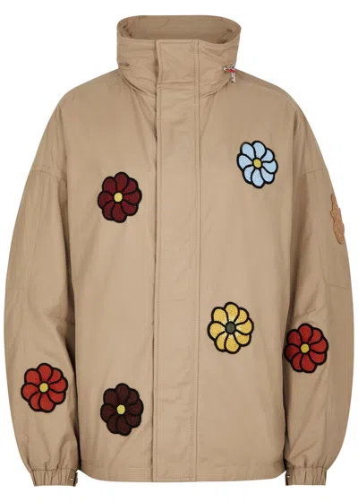 Moncler Jw Anderson Oversized Padded Delamont Jacket With Flower App In Beige