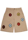 Moncler Genius 1 Moncler Jw Anderson Floral Cotton Shorts In Ecru