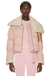 Moncler Genius + Jw Anderson Penygarder Shearling-trimmed Quilted Denim Down Jacket In Pink