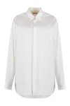 Moncler Genius Oversized Cotton Shirt In Classic White In White