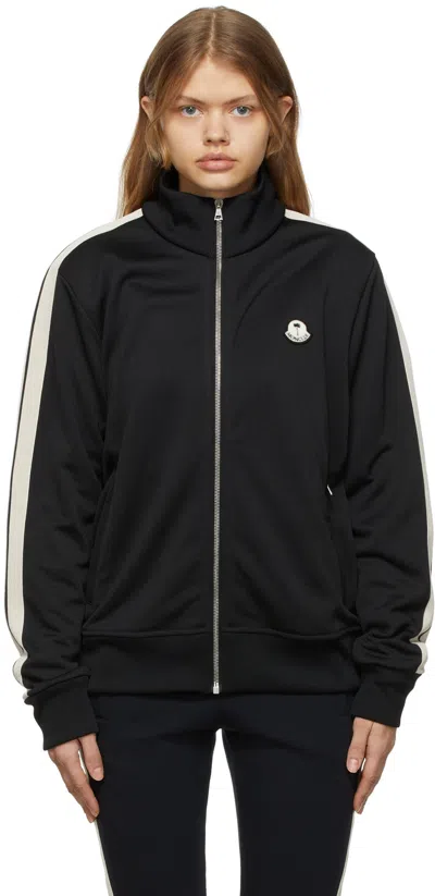 Moncler Genius 8 Moncler Palm Angels- Black Shiny Zip-up Sweatshirt In 999 Black