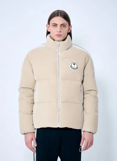 Moncler Genius Moncler X Palm Angels Abrolhos Corduroy Short Down Jacket In Beige