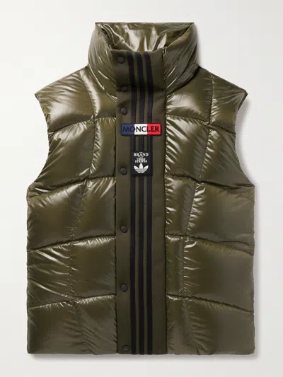 Moncler Genius Adidas Originals Bozon Tech Jersey-trimmed Quilted Glossed-shell Down Gilet In Green