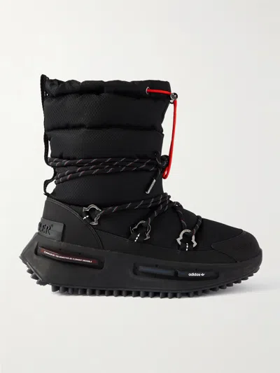 Moncler Genius Moncler X Adidas Originals Logo Detailed Ankle Boots In Black