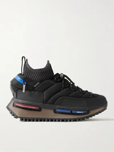Moncler Genius Adidas Originals Nmd Runner Stretch Jersey-trimmed Quilted Gore-tex High-top Sneakers In Black