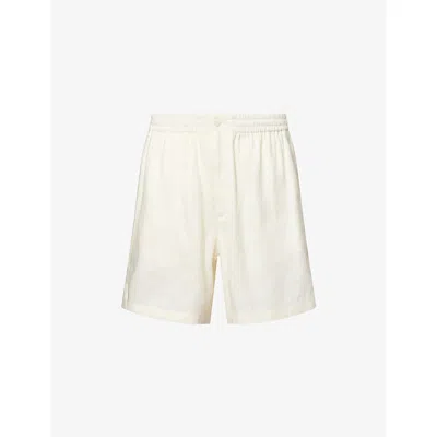 Moncler Genius X Gilga Farm By Donald Glover Logo-patch Relaxed-fit Linen-blend Shorts In White
