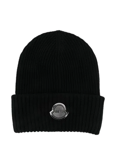 Moncler Genius Logo Wool Beanie In Black