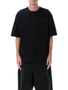 Moncler Genius Black Cotton Tshirt With Logo Patch In Black