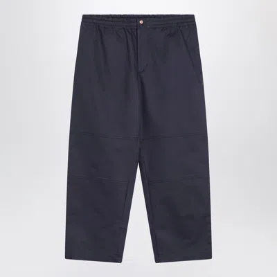 Moncler Genius Drawstring Hem Cotton Gabardine Trousers In Blue