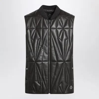 Moncler Genius Moncler Rick Owens Brown Faux Leather Zipup Vest In Gray