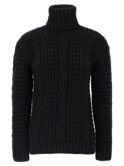 Moncler Genius Cable-knit Virgin Wool Sweater In Black