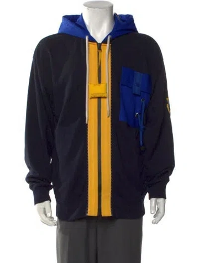 Pre-owned Moncler Genius Colorblock Pattern Crew Neck Hoodie In Blue