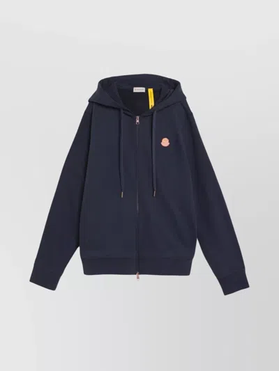 Moncler Genius Cotton Sweatshirt With Zip And Hood In Blue
