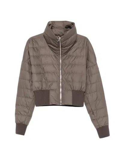 Moncler Genius Cropped Padded Jacket In Technical Fabric In Brown