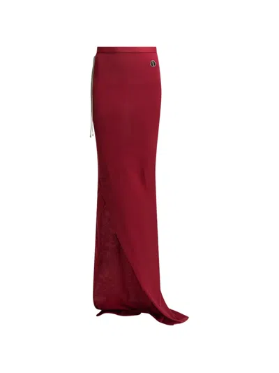 Moncler Genius Drawstring Logo Embroidered Maxi Skirt In Red