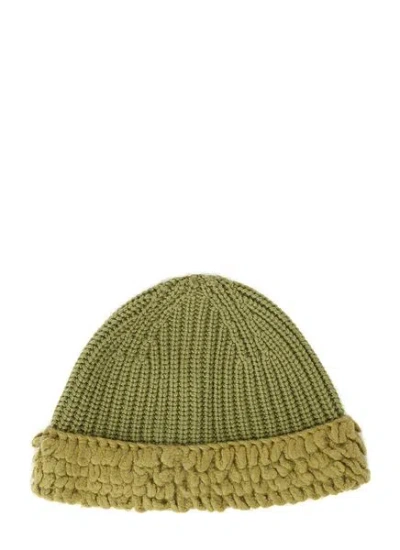 Moncler Genius Effortless Style: Ribbed Wool Cashmere Beanie In Green