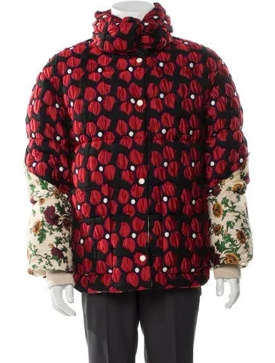 Pre-owned Moncler Genius Floral Print Parka In Red