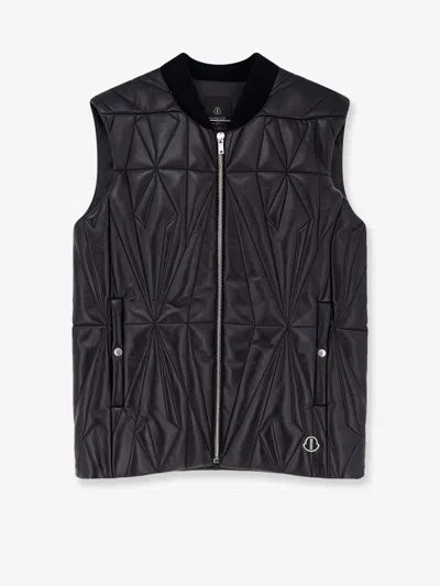 Moncler Genius Geocamo Flight Leather Vest In Black