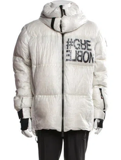 Pre-owned Moncler Genius Graphic Print Puffer Coat In Neutrals
