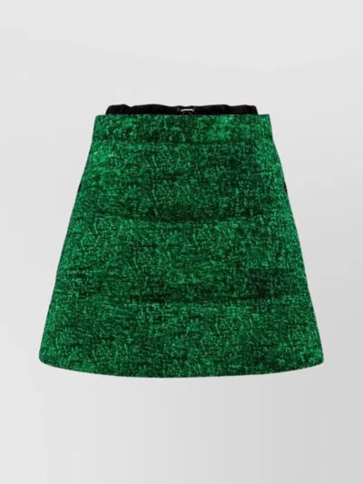 Moncler Genius High Waist A-line Skirt Textured Fabric In Green