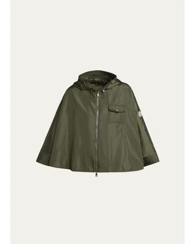 Moncler Genius Hooded Cape In Green