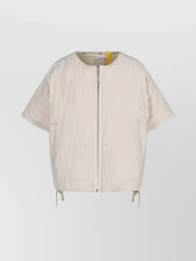 Moncler Genius Hooded Short Sleeve Quilted Drawstring Jacket In White