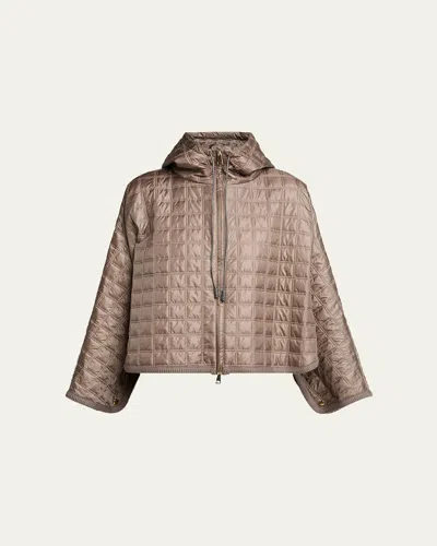 Moncler Genius Hooded Square-quilted Padded Cape In Brown