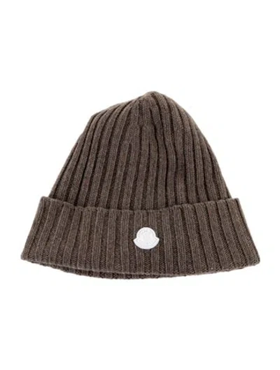 Pre-owned Moncler Genius Hyke Ribbed Knit Logo Beanie W/tags In Neutral