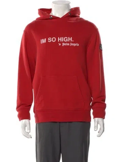 Pre-owned Moncler Genius I'm So High Graphic Print Hoodie In Red