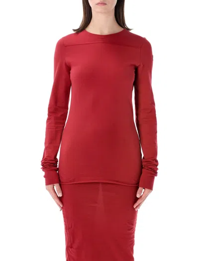 Moncler Genius Womens Carnelian Rick Owens X Moncler Girder Long-sleeves Cotton-jersey T-shirt In Red