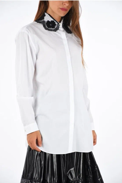 Moncler Genius Lace Neck Blouse By Simone Rocha 4 In White