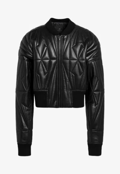 Moncler Genius Leather Zip-up Bomber Jacket In Brown
