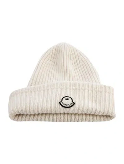 Pre-owned Moncler Genius Logo Knit Beanie In Neutrals