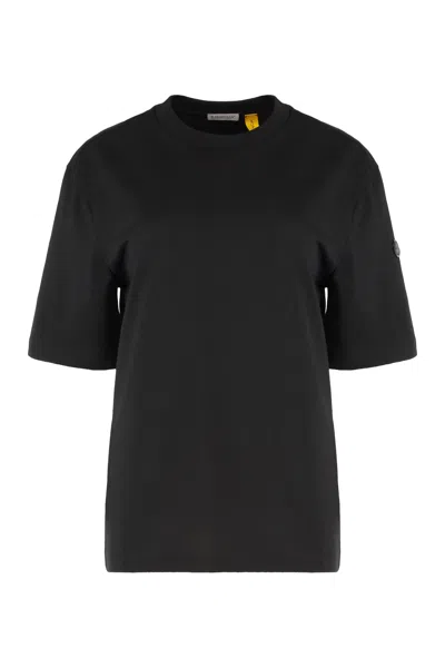 Moncler Genius Logo Patch Cotton T-shirt For Women In Black