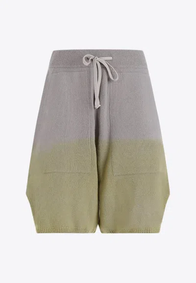 MONCLER GENIUS LOGO-PATCH DEGRADE-EFFECT SHORTS IN CASHMERE