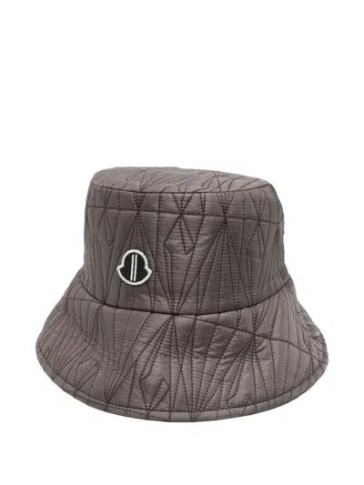 Moncler Genius Logo-patch Quilted Bucket Hat In Gray